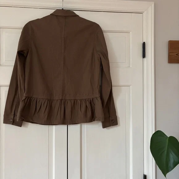 Liverpool Peplum Cargo Utility Jacket Ruffle Peplum Hem Size Small Toffee Brown - Picture 10 of 15